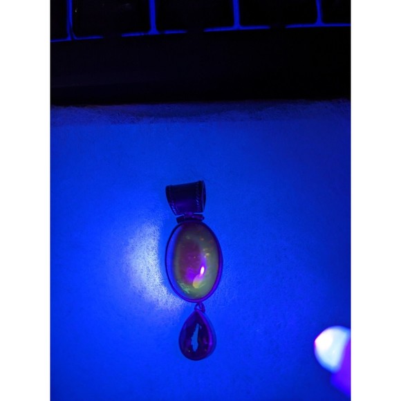 Lori Bonn Sterling Silver Orange Dominican Cabochon Amber Citrine Pendant 925 - Picture 5 of 8